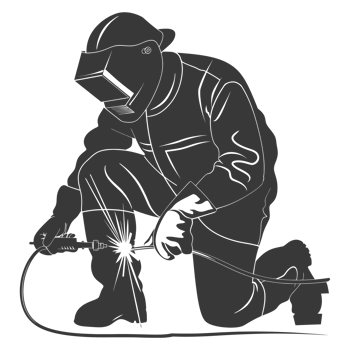 AI generated Silhouette welder in action black color only full body png