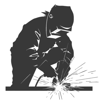 AI generated Silhouette welder in action black color only full body png