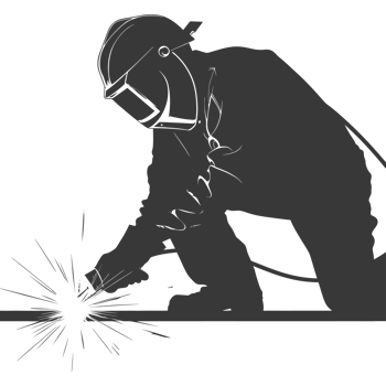 AI generated Silhouette welder in action black color only full body png