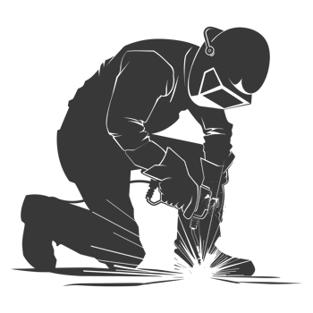 AI generated Silhouette welder in action black color only full body png