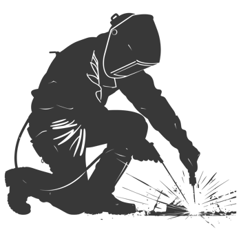 AI generated Silhouette welder in action black color only full body png