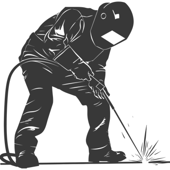 AI generated Silhouette welder in action black color only full body png