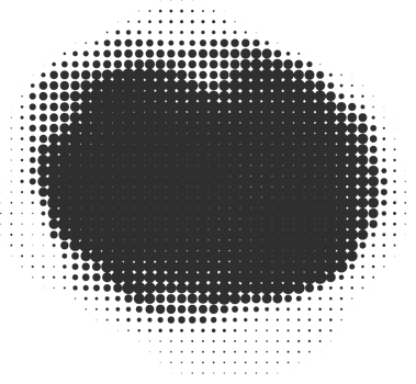 Halftone dotted shape. Paint blob with noisy effect. Abstract splatter circle shape. png
