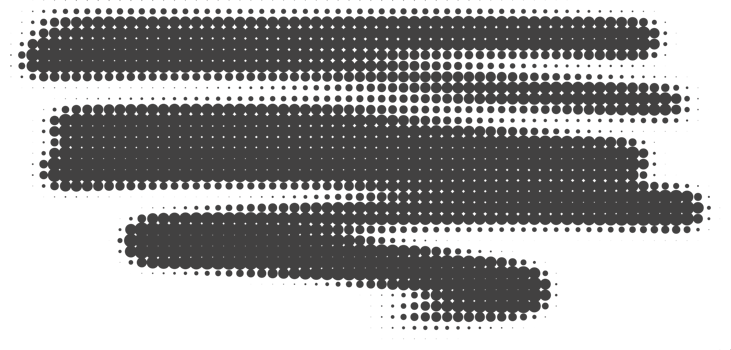 Halftone noisy gradient paint brush stroke. Dotted blobs. Abstract grunge element. png