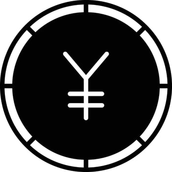 Yuan coin glyph and line vector illustration