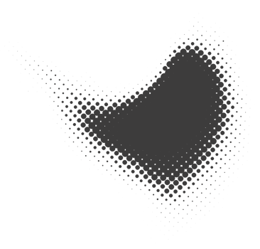 Halftone dotted shape. Paint blob with noisy effect. Abstract splatter shape png