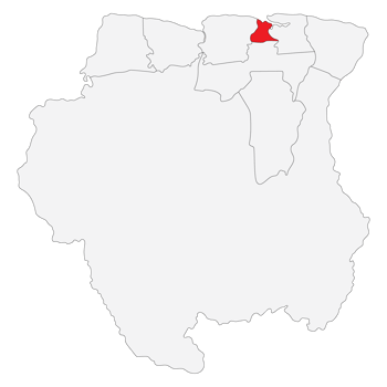 Map of Suriname with capital city Paramaribo png