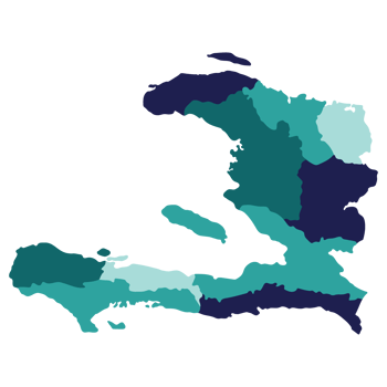Haiti map. Map of Haiti in administrative provinces in multicolor png