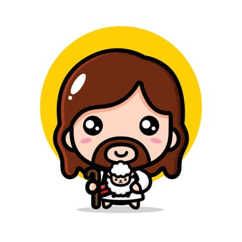 cute jesus christ is my shepherd vector