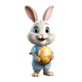 AI generated A cute rabbit holding an easter egg, cartoon character isolated on transparent background png