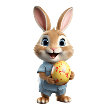AI generated A cute rabbit holding an easter egg, cartoon character isolated on transparent background png