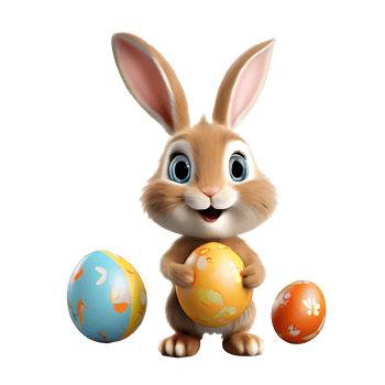 AI generated A cute rabbit holding an easter egg, cartoon character isolated on transparent background png