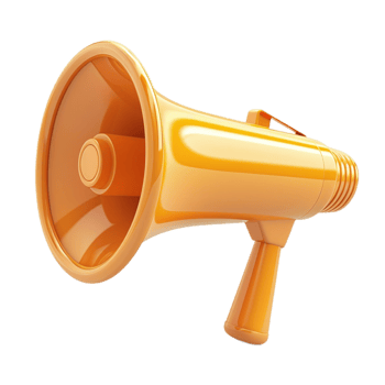 AI generated Sleek orange megaphone on transparent background, perfect for marketing, alerts, and event coordination. png