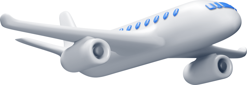 3D White Realistic Airplane png