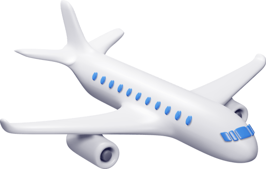 3D White Realistic Airplane png