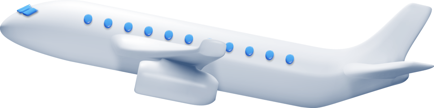 3D White Realistic Airplane png
