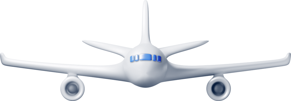 3D White Realistic Airplane png