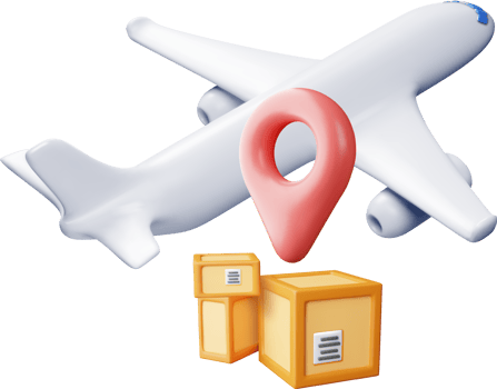 3D Delivery Airplane and Cardboard Boxes png
