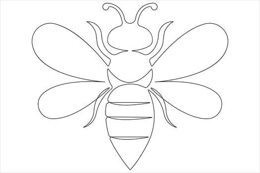 Simple illustration of honey bee shape continuous one line art bee outline vector