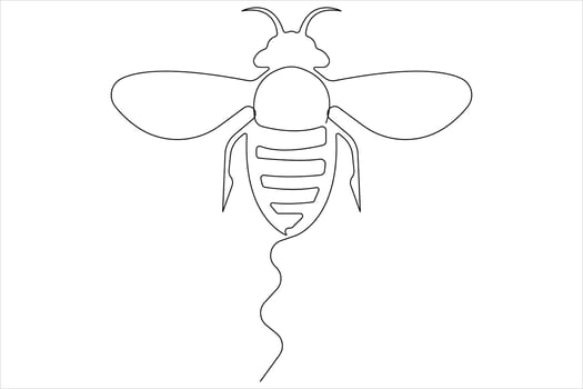 Simple illustration of honey bee shape continuous one line art bee outline vector