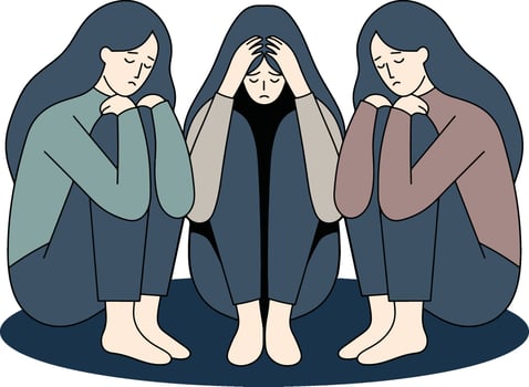 Angry sad women cartoon vector