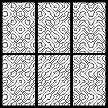 a set of six black and white abstract patterns vector