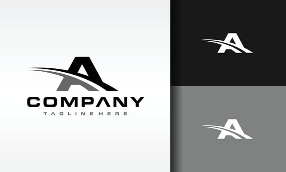 letter A curved line logo vector