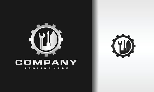 gear workshop wrench logo vector