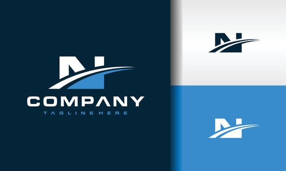 letter N curved line logo vector