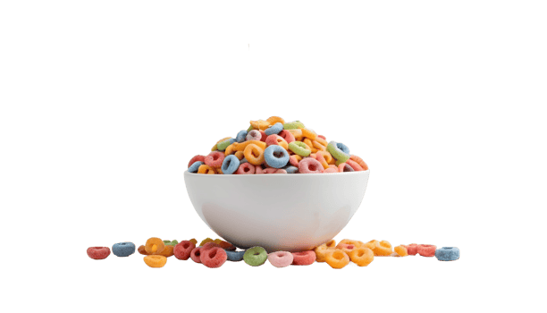 AI generated Fruit cereal in bow isolated on transparent background. FREE PNG