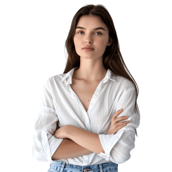 AI generated Young Businesswoman Standing With Crossed Arms and Smiling on Transparent background - Ai Generated png