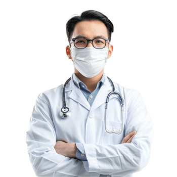 AI generated Doctor wear face mask png isolated on transparent background