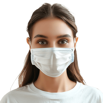AI generated Girl wearing face mask on transparent background png