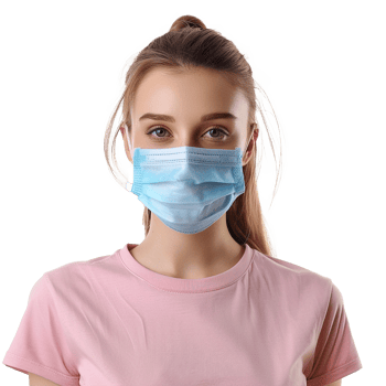 AI generated Girl wearing face mask on transparent background png