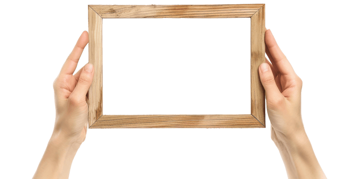 AI generated Hands holding Frame Isolated on Transparent background. Hands Presenting Empty Frame with copy space png