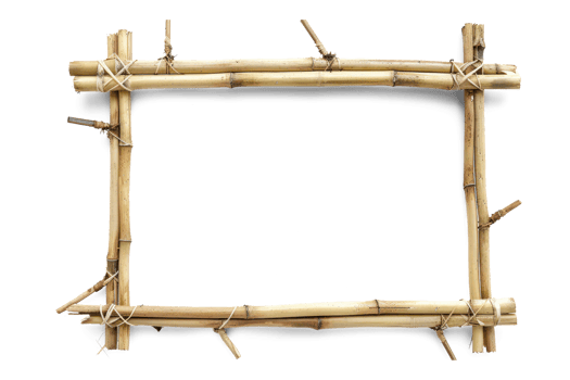 AI generated Natural Bamboo Frame Cutout Transparent Background.  Horizontal Bamboo Frame with copy space png