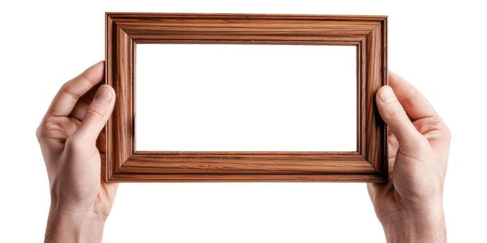 AI generated Hands holding Frame Isolated on Transparent background. Hands Presenting Empty Frame with copy space png