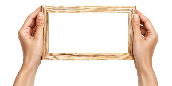 AI generated Hands holding Frame Isolated on Transparent background. Hands Presenting Empty Frame with copy space png