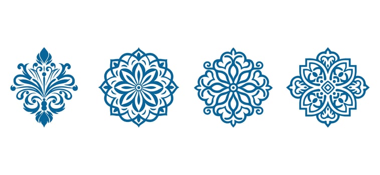 Set of Mandala. Round Ornament Pattern. Henna tattoo mandala. Mehndi style vector