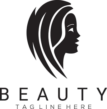 Beauty Logo Of Woman Face And Hair Template Design vector