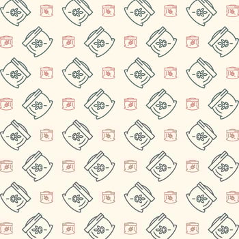 Sack of flour icon delightful trendy colorful repeating pattern vector illustration background