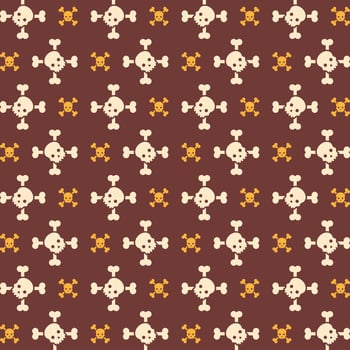 Pirate flat icon repeating trendy pattern multicolor brown vector illustration background