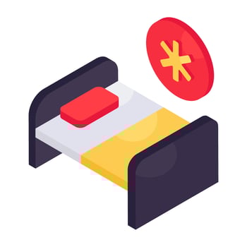 An isometric design icon of hospital bed vector