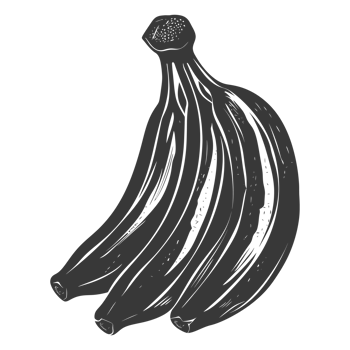 AI generated Silhouette Banana Fruit black color only png