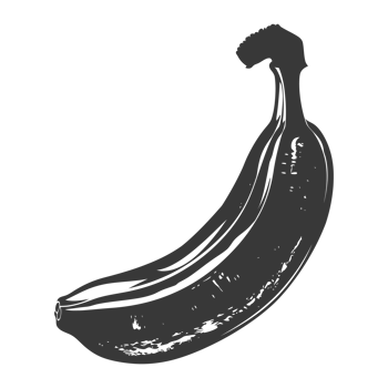 AI generated Silhouette Banana Fruit black color only png