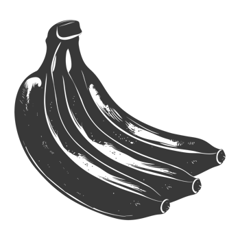 AI generated Silhouette Banana Fruit black color only png