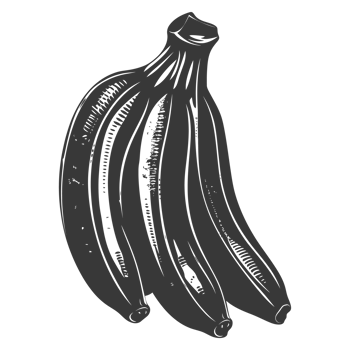 AI generated Silhouette Banana Fruit black color only png