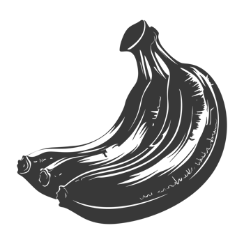 AI generated Silhouette Banana Fruit black color only png