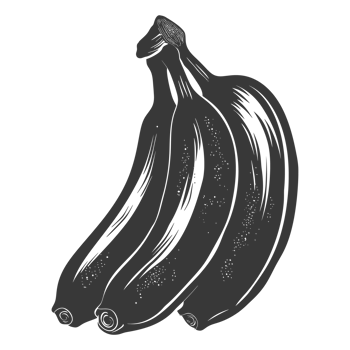AI generated Silhouette Banana Fruit black color only png