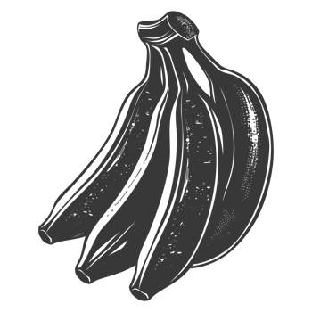 AI generated Silhouette Banana Fruit black color only png